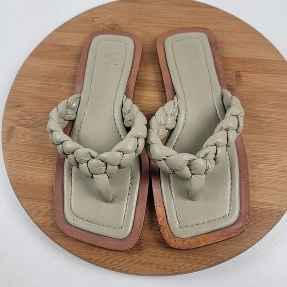 Anthropologie X Vicenza Leather Sandals Thong Slides Womens size 6 - Picture 1 of 13